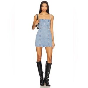 NWT Revolve Icon Denim Judy Mini Dress in Sky Denim Blue Women's Dress Size XS